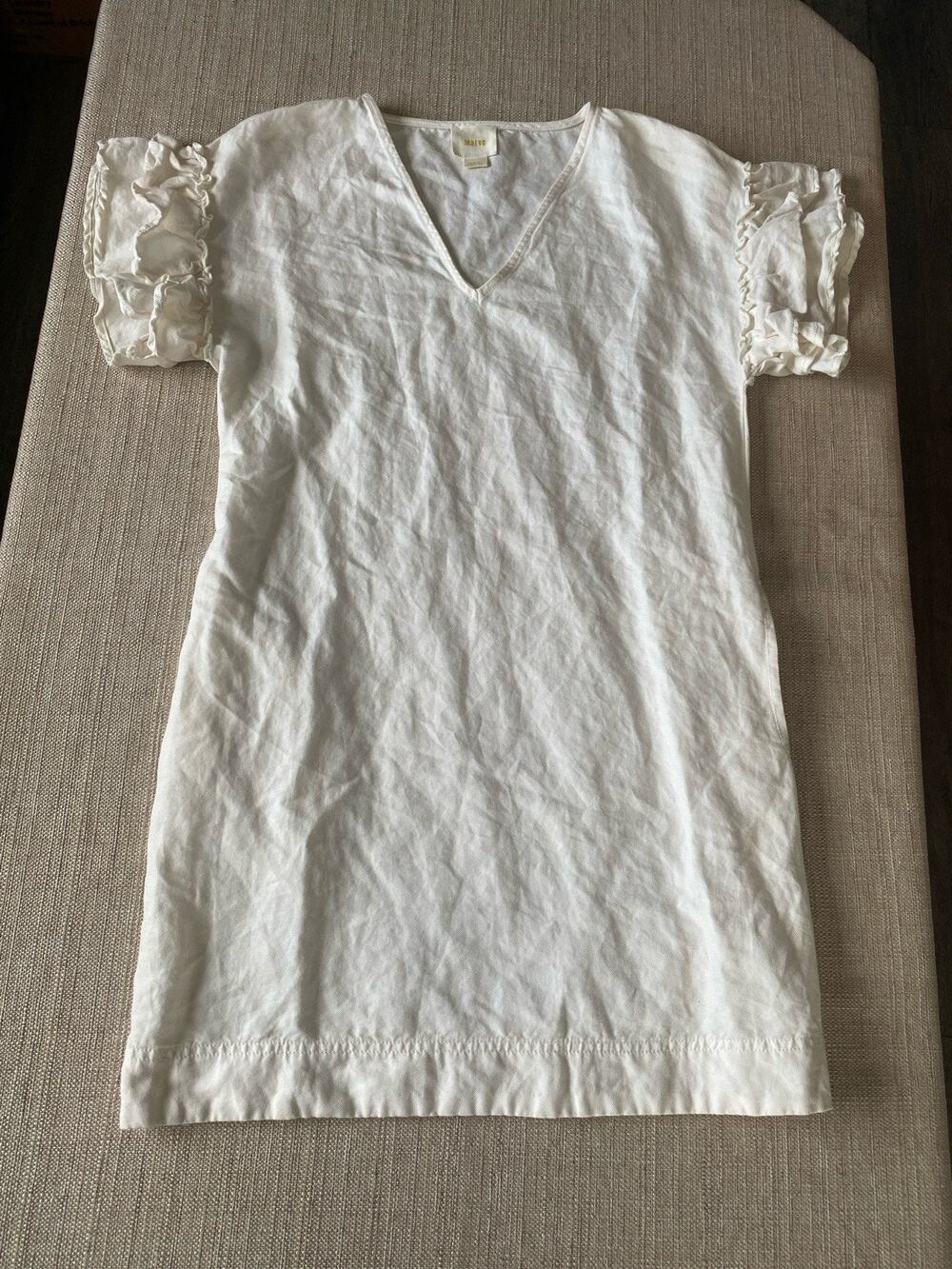 Maeve Anthropologie White Linen Dress Size XS